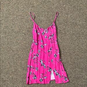 Pink Floral Spaghetti Strap Dress